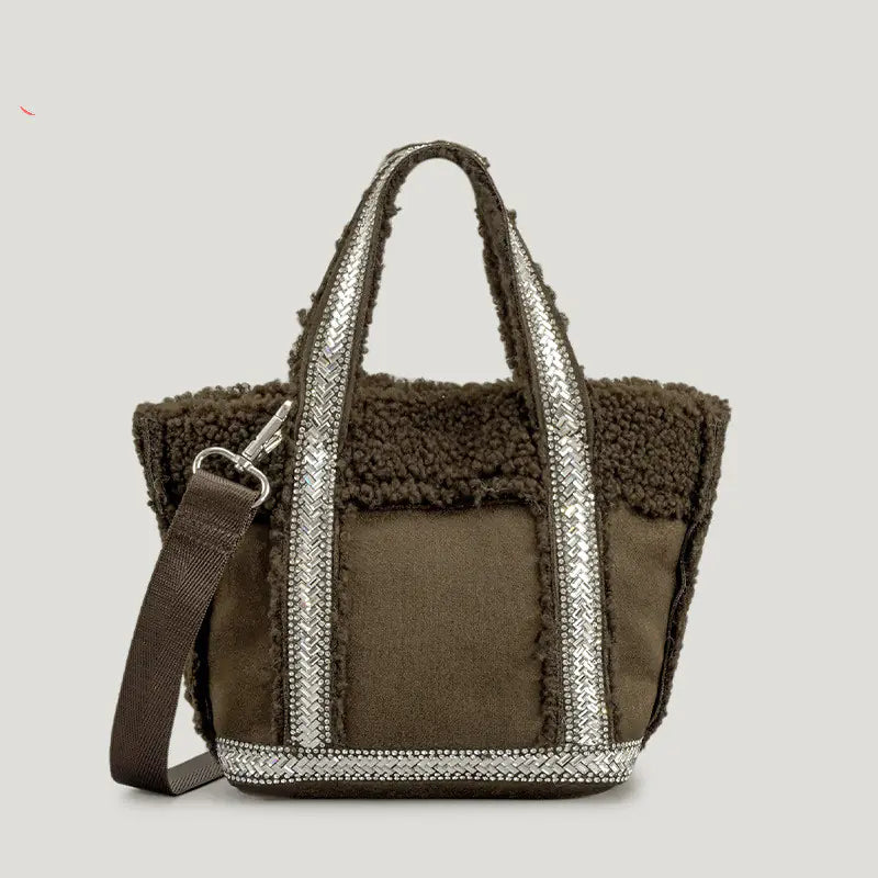 Autumn Winter Woolen Bucket Bag for Women